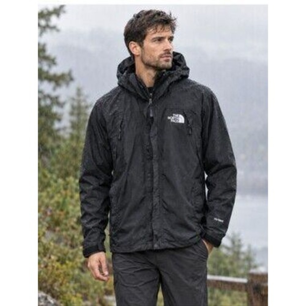 The North Face HyVent Rain Jacket Mens XL Black Waterproof Hoodless Shell Coat